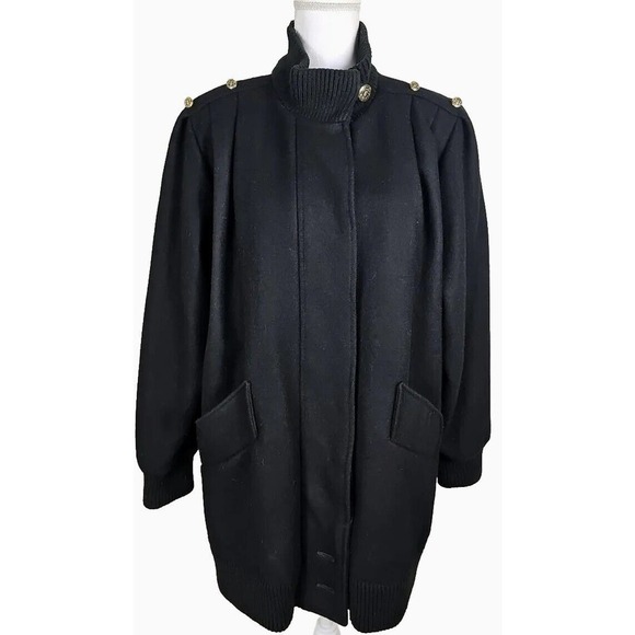 VTG. Hunt Club ~Woman Size12 Petite~ Black Wool Blend Jacket Coat. - Picture 1 of 12